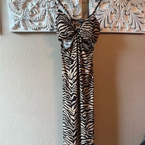 Justify Black and Tan Zebra Pattern Dress